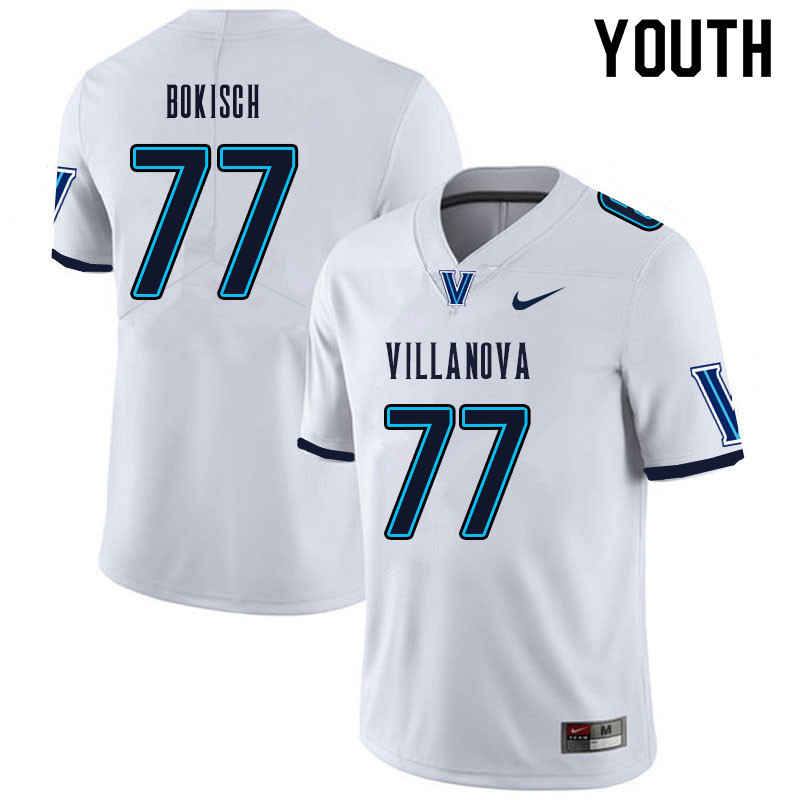 Youth #77 Erik Bokisch Villanova Wildcats College Football Jerseys Sale-White - Click Image to Close